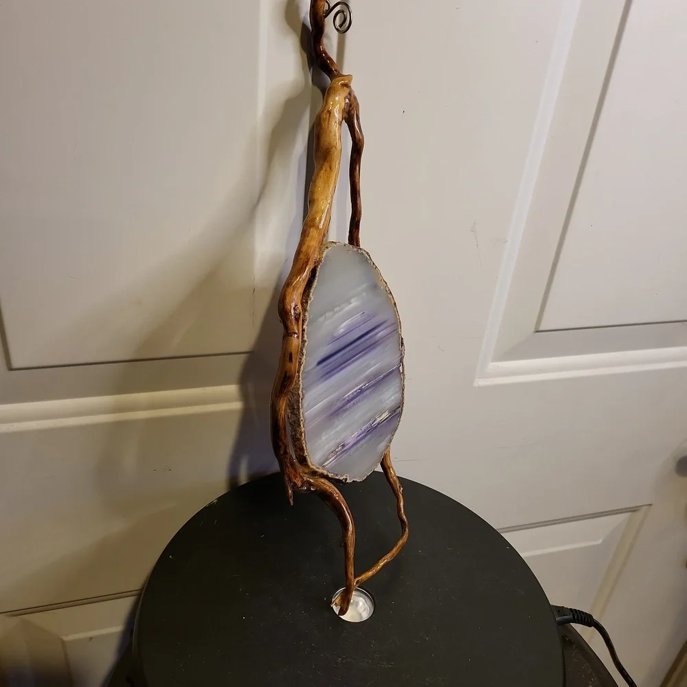 Hand Made Agate Stone and Wooden Sun Catcher 15